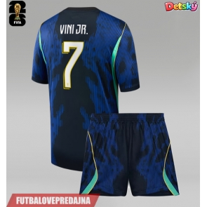 Lacne Dětský Futbalové dres Brazília Vinicius Junior #7 MS 2026 Krátky Rukáv - Preč (+ trenírky)